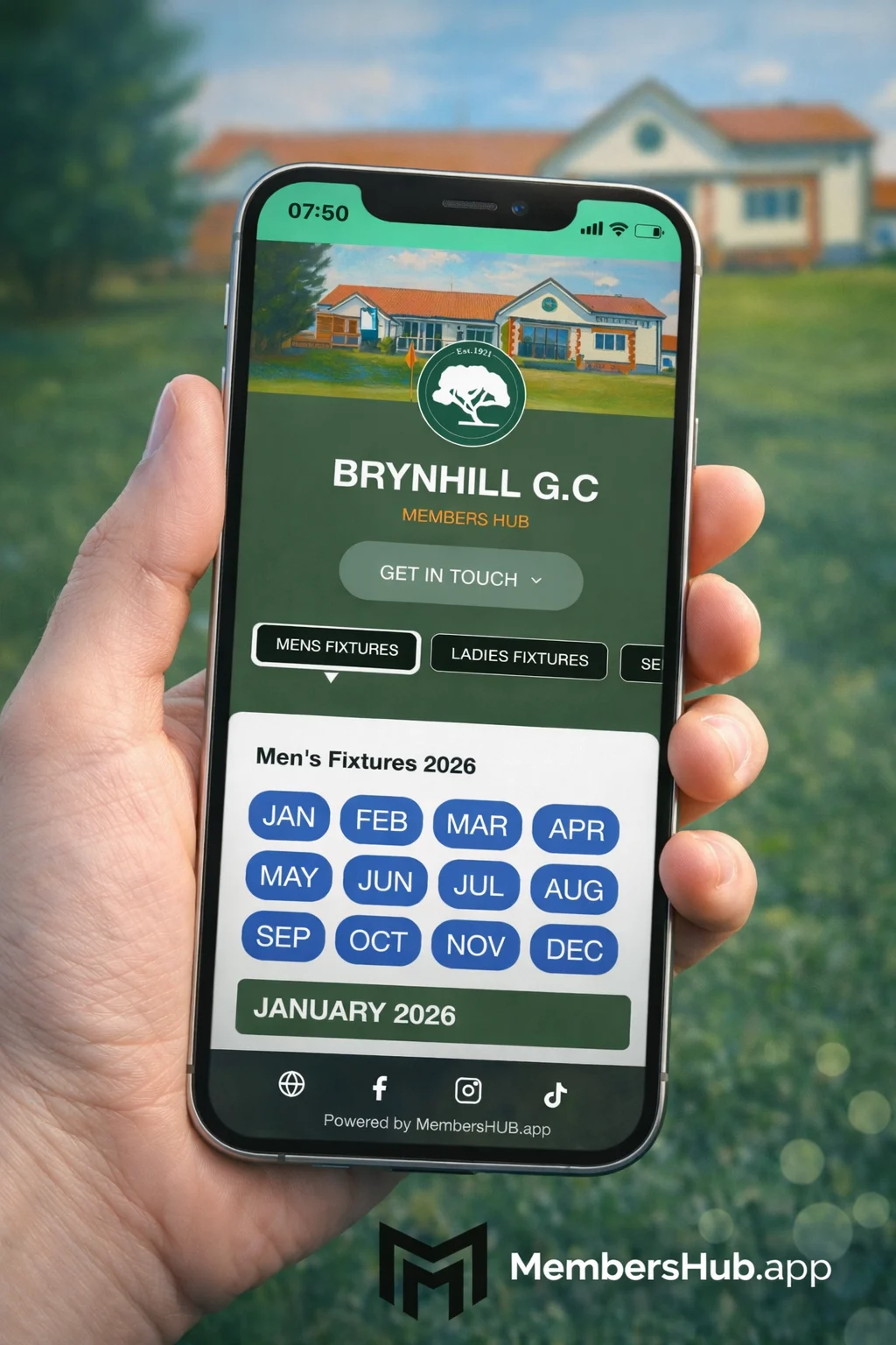 Person holding phone with MembersHub App